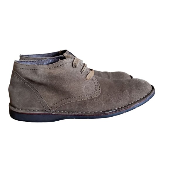 John Varvatos Chukka Boots Men\'s Gray Suede Leather Lace Up Ankle Size 9.5 M
